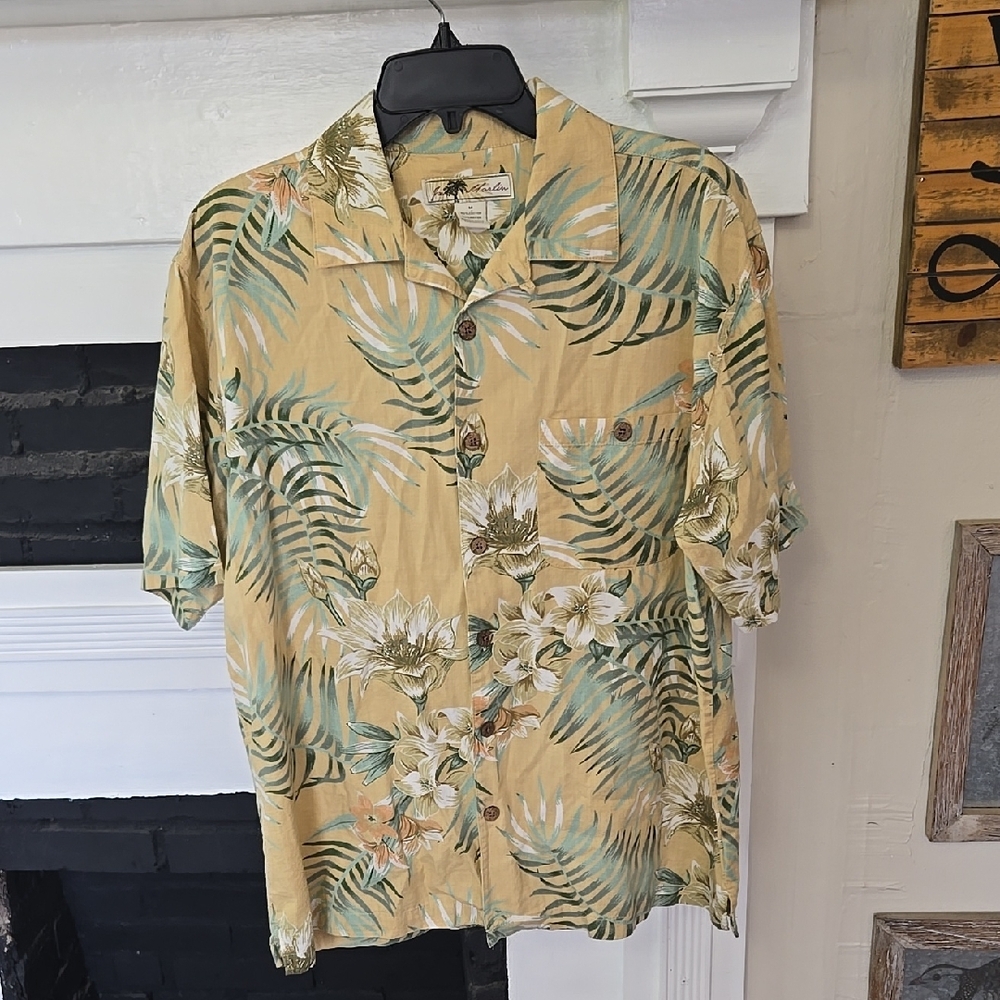Joe Marlin Tropical Leaf Print Button-Up Shirt